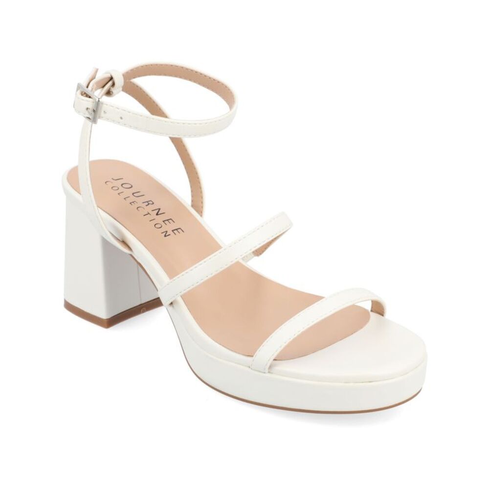 JOURNEE COLLECTION Womens White Multi-Strap Samilee Open Heeled Sandal 11 M